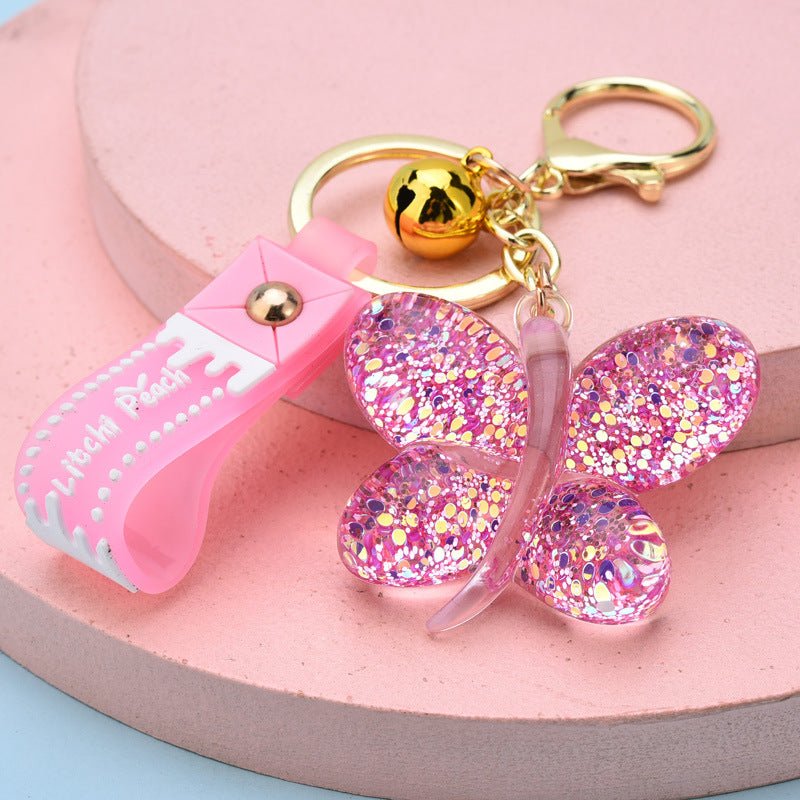 Wholesale Sequin Butterfly Acrylic Keychains